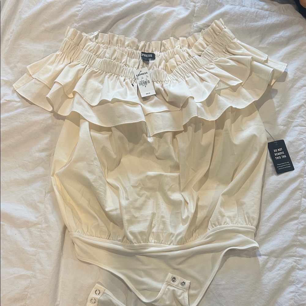 Express Cream Off-Shoulder Bodysuit